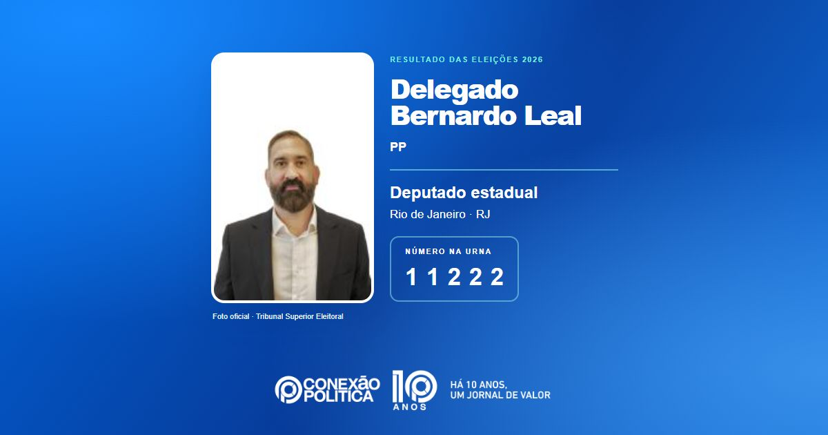 Foto oficial de Deputado Estadual — Eleições 2026: Delegado Bernardo Leal, do PP, é eleito deputado estadual no RJ com 57.254 votos