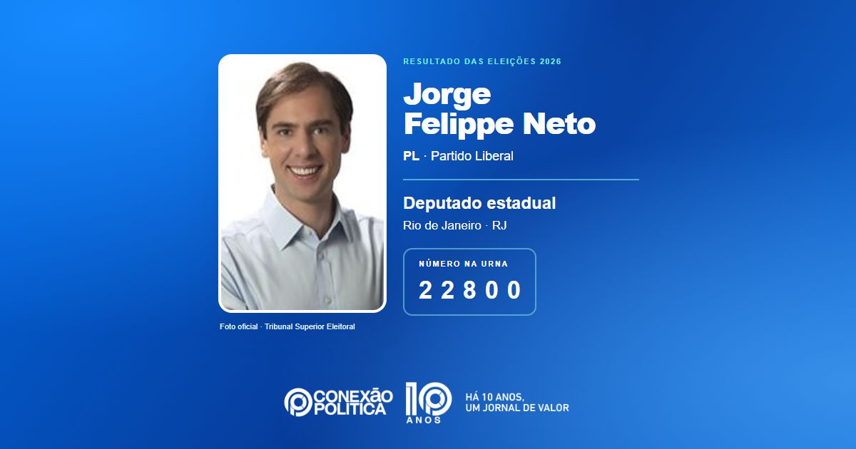 Foto oficial de Deputado Estadual — Eleições 2026: Jorge Felippe Neto, do PL, é eleito deputado estadual no RJ com 58.508 votos