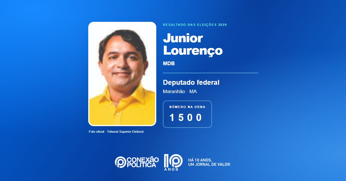 Foto oficial de Deputado Federal — Eleições 2026: Junior Lourenço, do MDB, é eleito deputado federal no MA com 107.410 votos