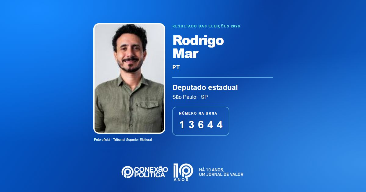 Foto oficial de Deputado Estadual — Eleições 2026: Rodrigo Mar, do PT, é eleito deputado estadual em SP com 104.820 votos