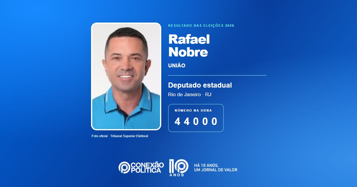 Foto oficial de Deputado Estadual — Eleições 2026: Rafael Nobre, do UNIÃO, é eleito deputado estadual no RJ com 76.706 votos