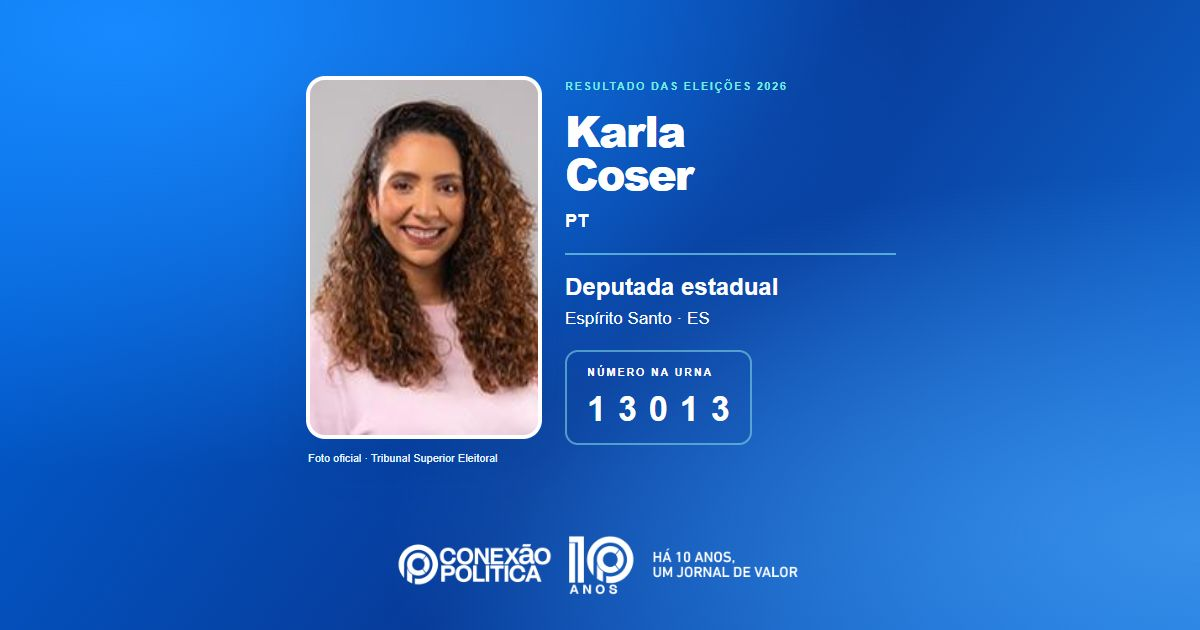 Foto oficial de Deputado Estadual — Eleições 2026: Karla Coser, do PT, é eleita deputada estadual no ES com 51.306 votos