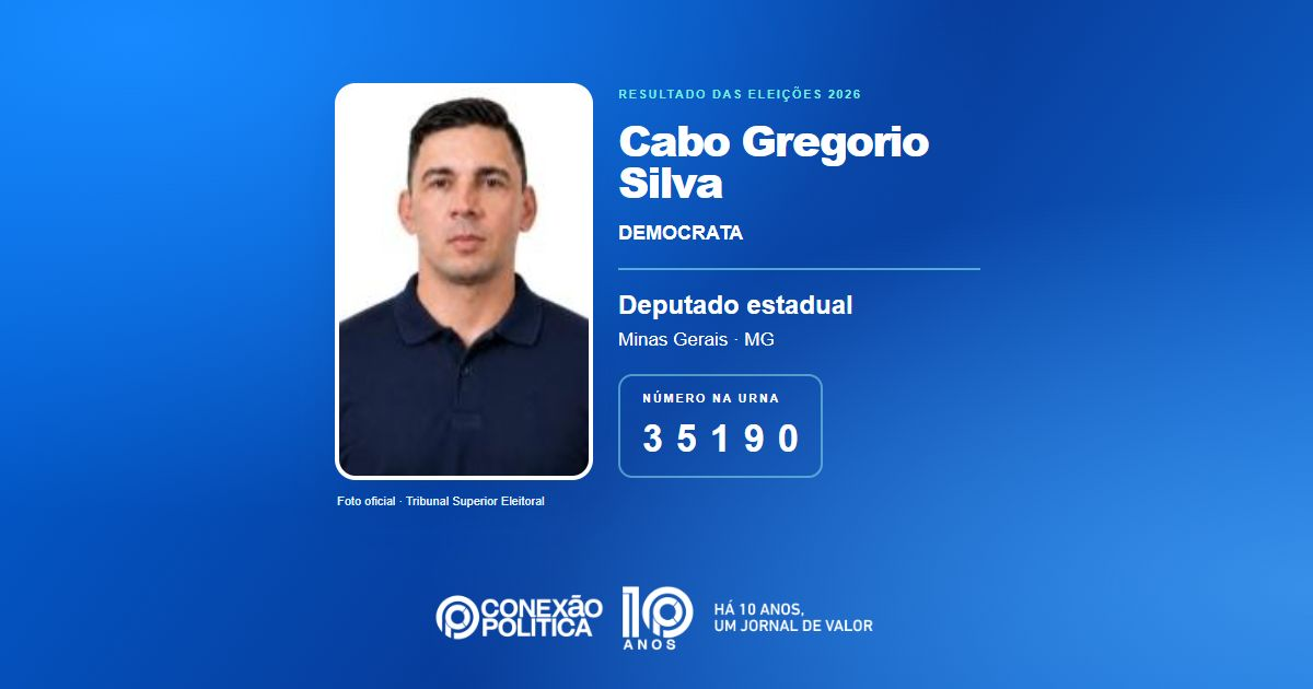 Foto oficial de Deputado Estadual — Eleições 2026: Cabo Gregorio Silva, do DEMOCRATA, é eleito deputado estadual em MG com 32.872 votos