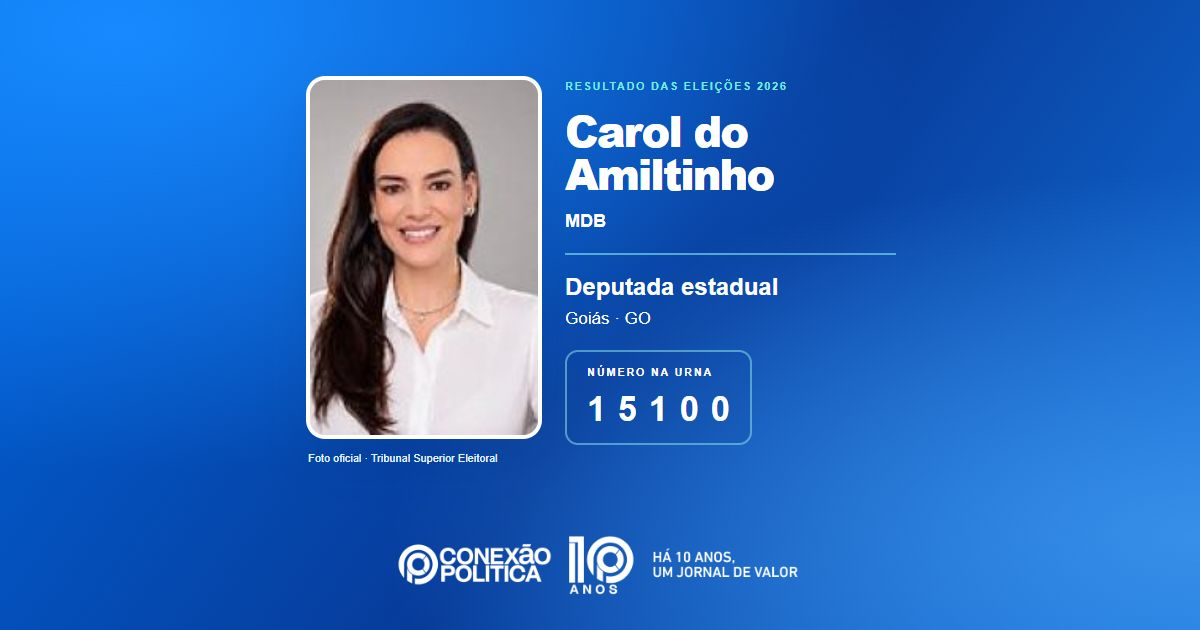 Foto oficial de Deputado Estadual — Eleições 2026: Carol do Amiltinho, do MDB, é eleita deputada estadual em GO com 109.002 votos