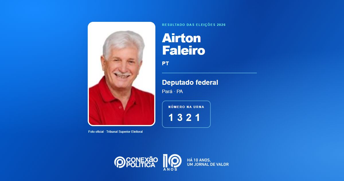 Foto oficial de Deputado Federal — Eleições 2026: Airton Faleiro, do PT, é eleito deputado federal no PA com 90.181 votos
