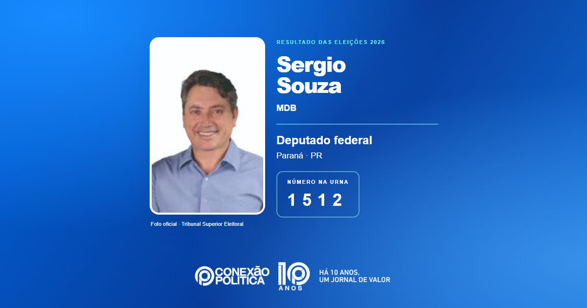 Foto oficial de Deputado Federal — Eleições 2026: Sergio Souza, do MDB, é eleito deputado federal no PR com 69.791 votos