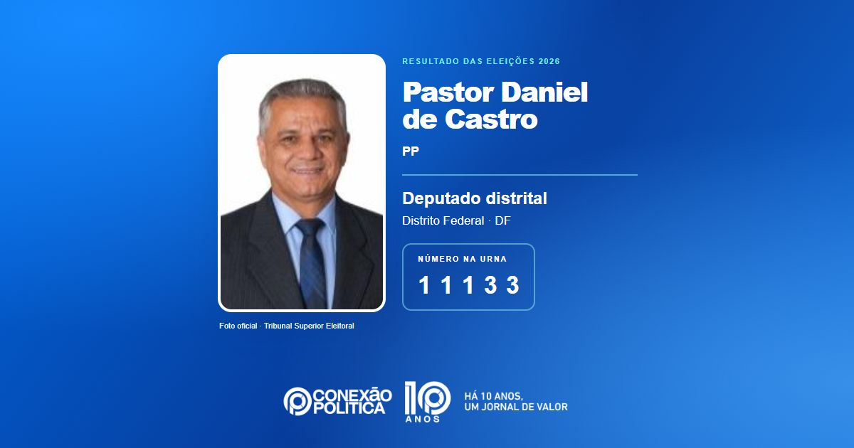 Foto oficial de Deputado Distrital — Eleições 2026: Pastor Daniel de Castro, do PP, é eleito deputado distrital no DF com 21.326 votos