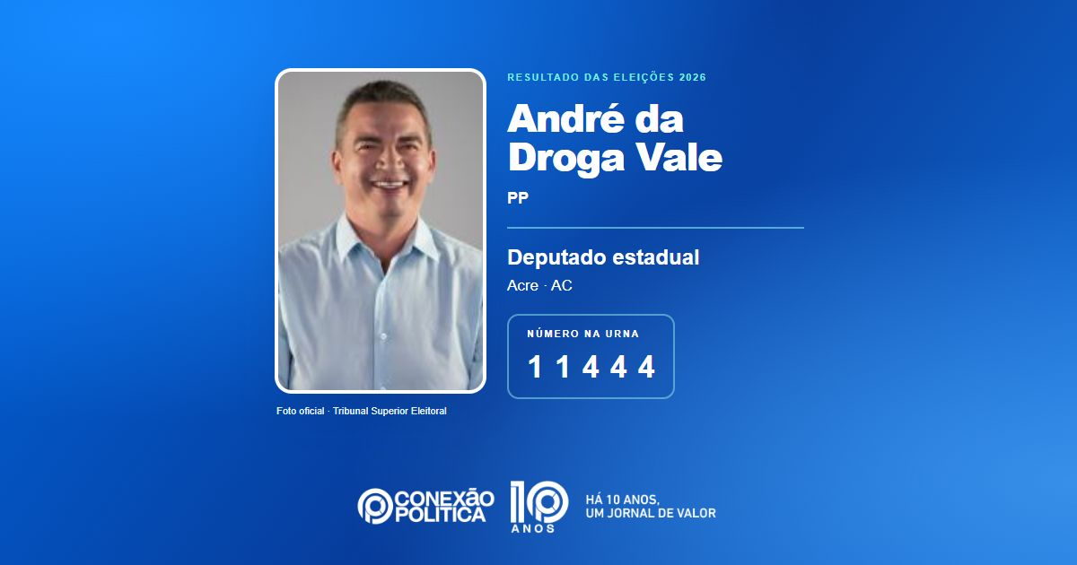 Foto oficial de Deputado Estadual — Eleições 2026: André da Droga Vale, do PP, é eleito deputado estadual no AC com 13.173 votos