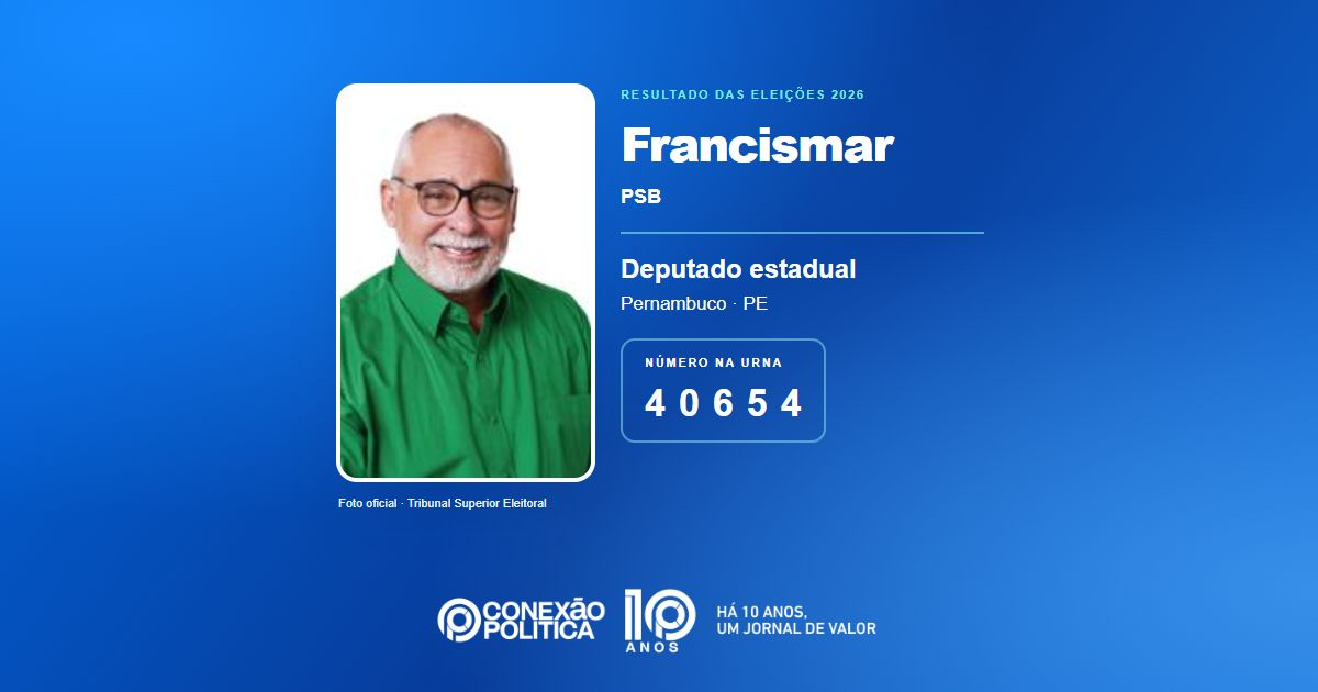 Foto oficial de Deputado Estadual — Eleições 2026: Francismar, do PSB, é eleito deputado estadual em PE com 81.502 votos
