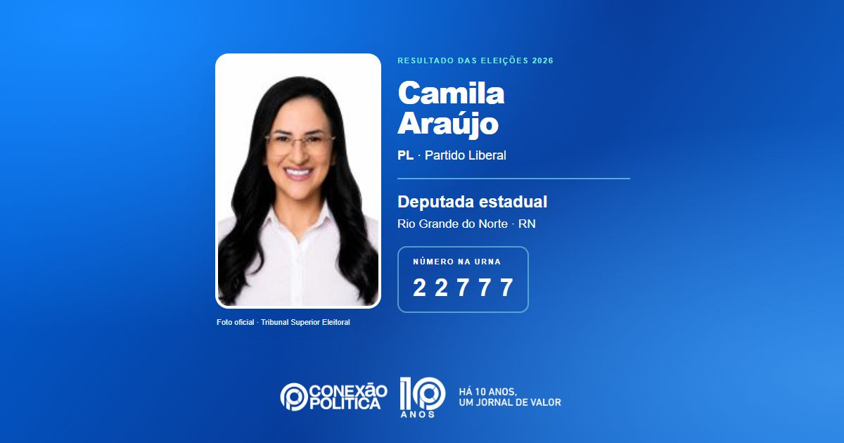 Foto oficial de Deputado Estadual — Eleições 2026: Camila Araújo, do PL, é eleita deputada estadual no RN com 31.438 votos