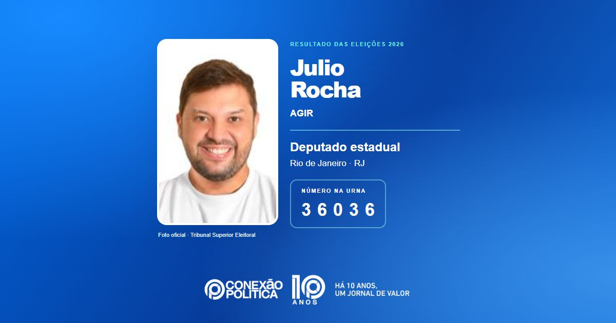 Foto oficial de Deputado Estadual — Eleições 2026: Julio Rocha, do AGIR, é eleito deputado estadual no RJ com 51.609 votos