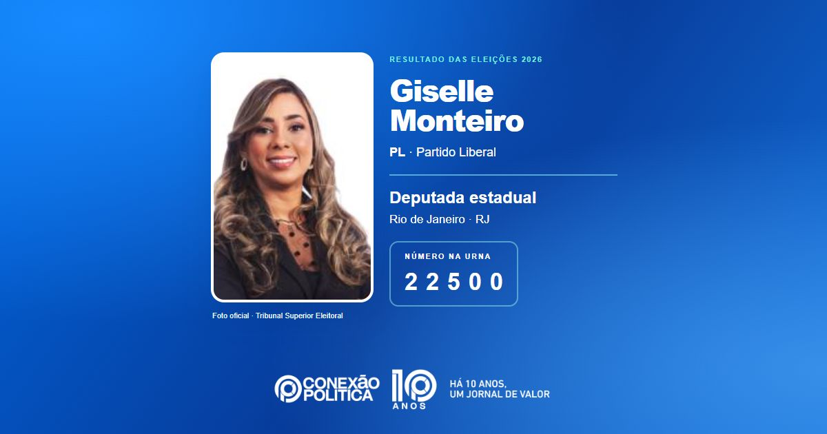 Foto oficial de Deputado Estadual — Eleições 2026: Giselle Monteiro, do PL, é eleita deputada estadual no RJ com 44.532 votos