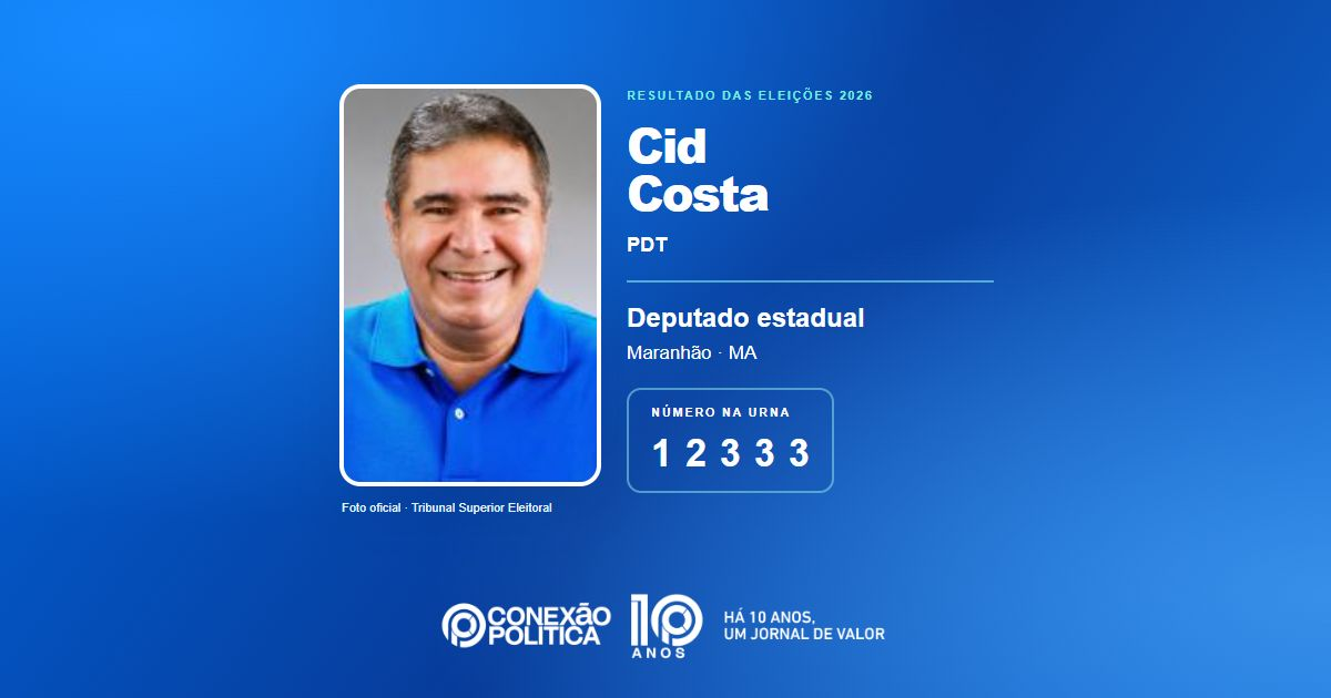 Foto oficial de Deputado Estadual — Eleições 2026: Cid Costa, do PDT, é eleito deputado estadual no MA com 35.469 votos