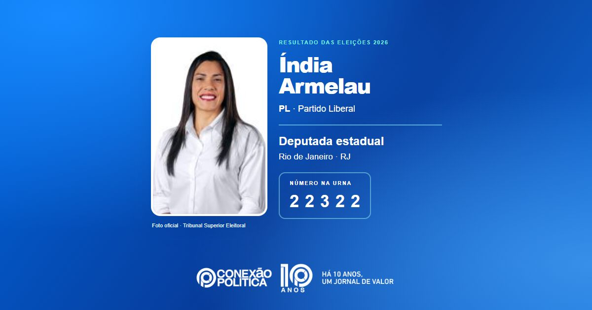 Foto oficial de Deputado Estadual — Eleições 2026: Índia Armelau, do PL, é eleita deputada estadual no RJ com 248.504 votos