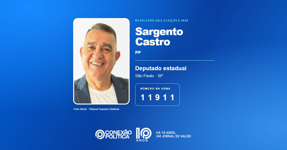 Foto oficial de Deputado Estadual — Eleições 2026: Sargento Castro, do PP, é eleito deputado estadual em SP com 143.422 votos