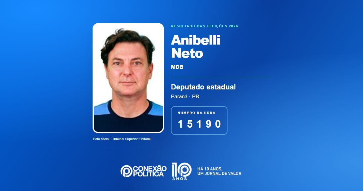 Foto oficial de Deputado Estadual — Eleições 2026: Anibelli Neto, do MDB, é eleito deputado estadual no PR com 52.038 votos
