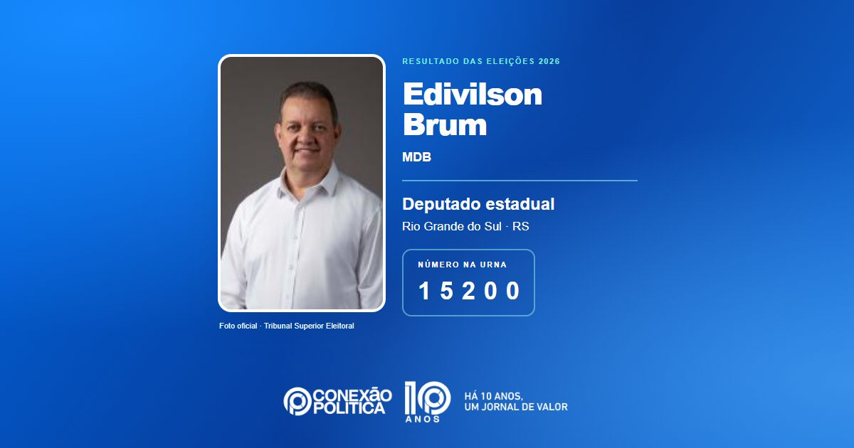 Foto oficial de Deputado Estadual — Eleições 2026: Edivilson Brum, do MDB, é eleito deputado estadual no RS com 36.864 votos