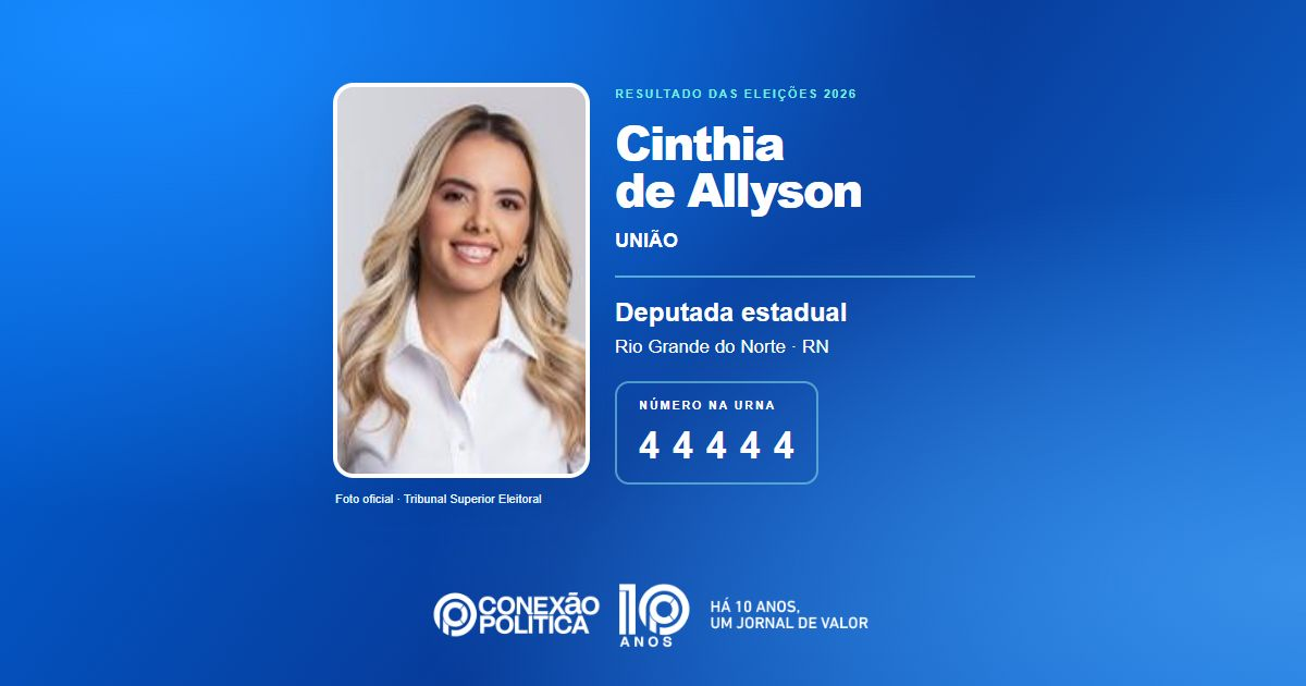 Foto oficial de Deputado Estadual — Eleições 2026: Cinthia de Allyson, do UNIÃO, é eleita deputada estadual no RN com 61.586 votos