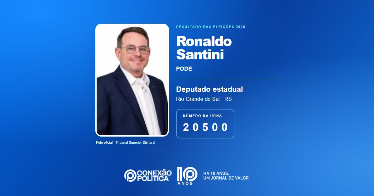 Foto oficial de Deputado Estadual — Eleições 2026: Ronaldo Santini, do PODE, é eleito deputado estadual no RS com 39.373 votos