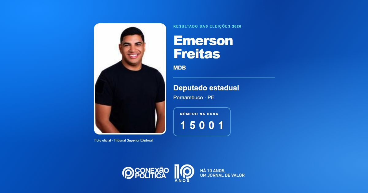 Foto oficial de Deputado Estadual — Eleições 2026: Emerson Freitas, do MDB, é eleito deputado estadual em PE com 49.254 votos