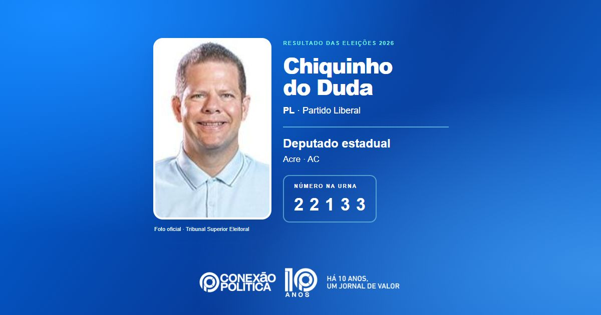 Foto oficial de Deputado Estadual — Eleições 2026: Chiquinho do Duda, do PL, é eleito deputado estadual no AC com 11.514 votos
