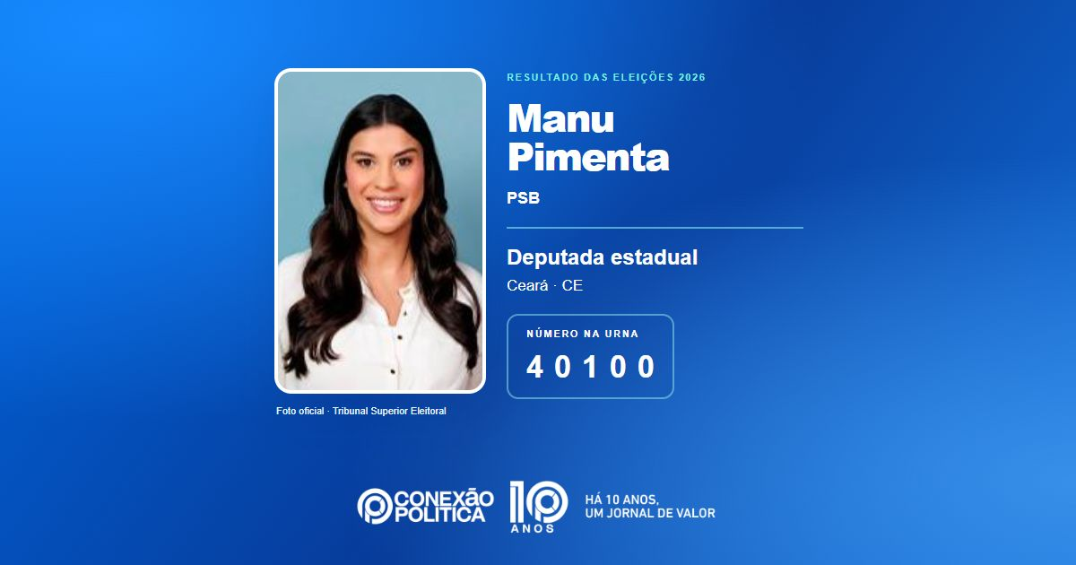 Foto oficial de Deputado Estadual — Eleições 2026: Manu Pimenta, do PSB, é eleita deputada estadual no CE com 69.000 votos