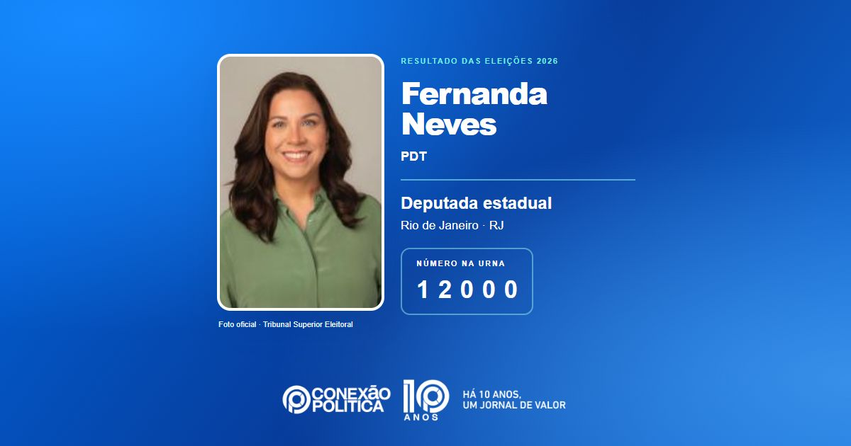 Foto oficial de Deputado Estadual — Eleições 2026: Fernanda Neves, do PDT, é eleita deputada estadual no RJ com 83.326 votos