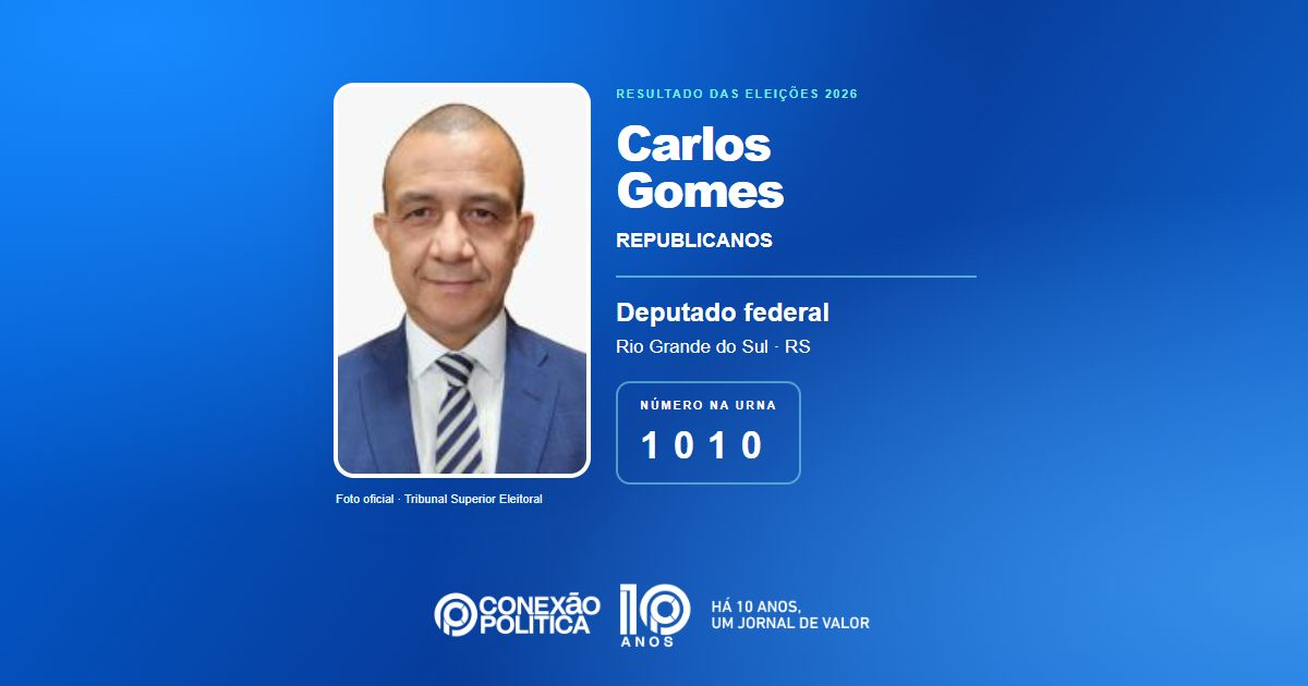 Foto oficial de Deputado Federal — Eleições 2026: Carlos Gomes, do REPUBLICANOS, é eleito deputado federal no RS com 82.245 votos