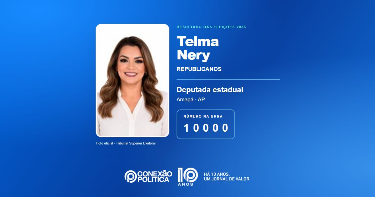 Foto oficial de Deputado Estadual — Eleições 2026: Telma Nery, do REPUBLICANOS, é eleita deputada estadual no AP com 8.545 votos