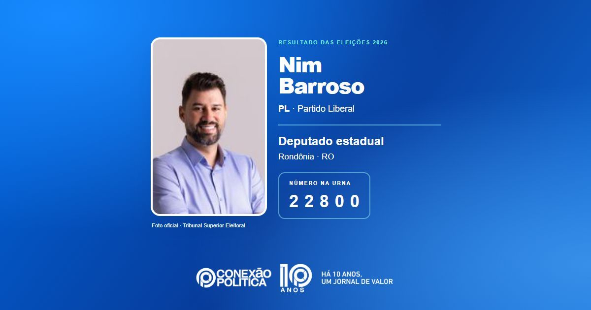 Foto oficial de Deputado Estadual — Eleições 2026: Nim Barroso, do PL, é eleito deputado estadual em RO com 29.662 votos