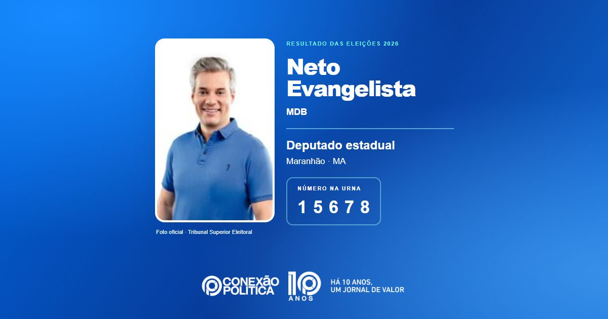 Foto oficial de Deputado Estadual — Eleições 2026: Neto Evangelista, do MDB, é eleito deputado estadual no MA com 48.329 votos