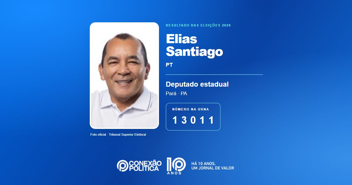 Foto oficial de Deputado Estadual — Eleições 2026: Elias Santiago, do PT, é eleito deputado estadual no PA com 50.281 votos
