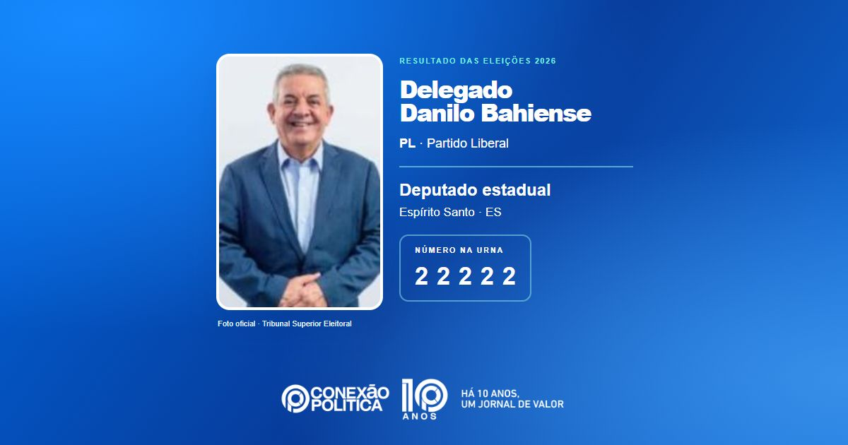 Foto oficial de Deputado Estadual — Eleições 2026: Delegado Danilo Bahiense, do PL, é eleito deputado estadual no ES com 19.477 votos