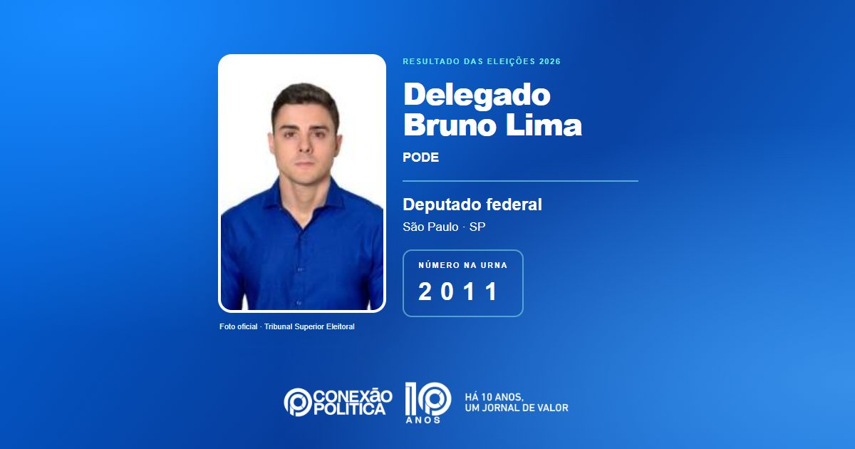 Foto oficial de Deputado Federal — Eleições 2026: Delegado Bruno Lima, do PODE, é eleito deputado federal em SP com 217.952 votos