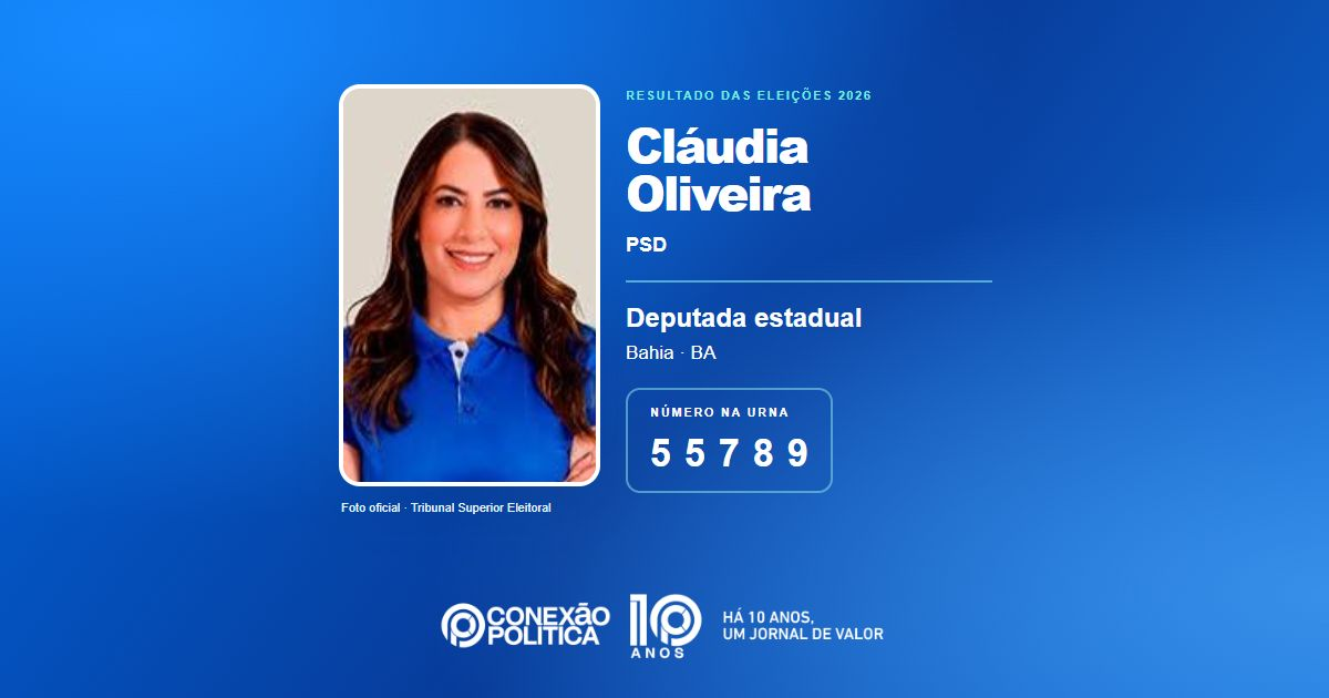 Foto oficial de Deputado Estadual — Eleições 2026: Cláudia Oliveira, do PSD, é eleita deputada estadual na BA com 71.455 votos