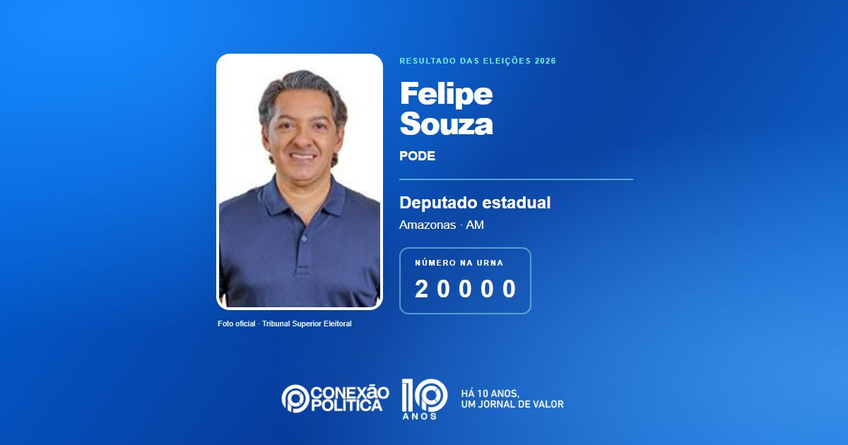 Foto oficial de Deputado Estadual — Eleições 2026: Felipe Souza, do PODE, é eleito deputado estadual no AM com 39.081 votos