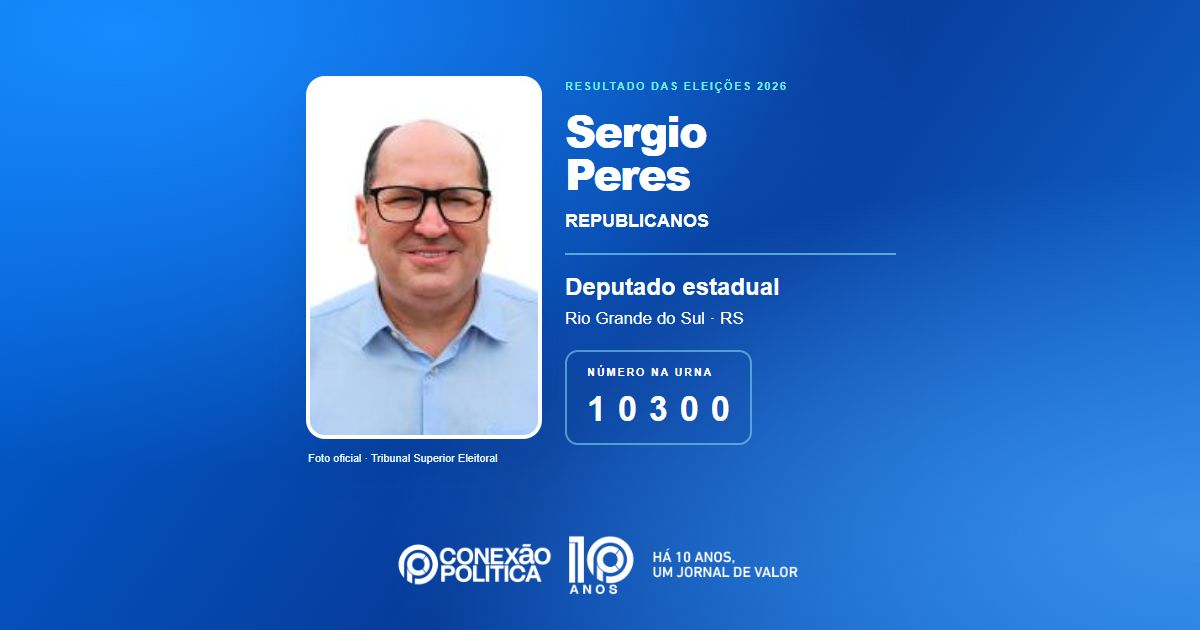 Foto oficial de Deputado Estadual — Eleições 2026: Sergio Peres, do REPUBLICANOS, é eleito deputado estadual no RS com 52.879 votos