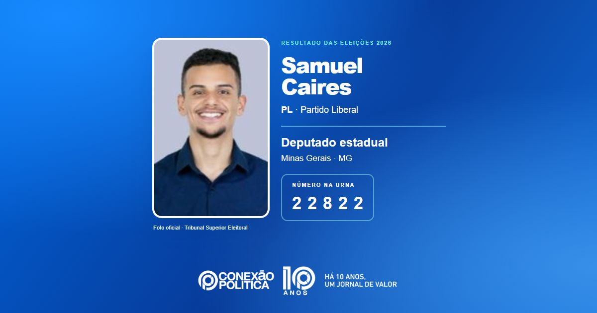 Foto oficial de Deputado Estadual — Eleições 2026: Samuel Caires, do PL, é eleito deputado estadual em MG com 42.962 votos