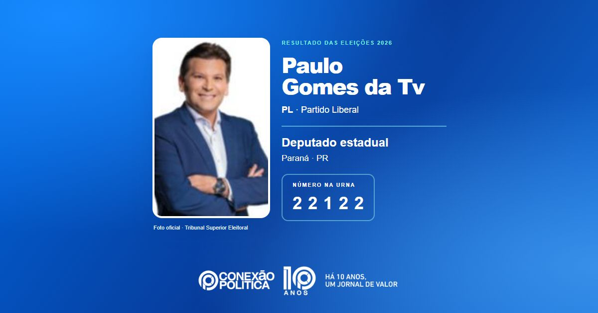 Foto oficial de Deputado Estadual — Eleições 2026: Paulo Gomes da Tv, do PL, é eleito deputado estadual no PR com 48.876 votos