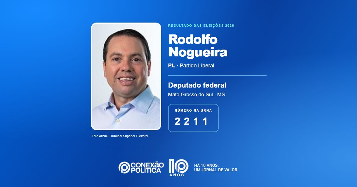 Foto oficial de Deputado Federal — Eleições 2026: Rodolfo Nogueira, do PL, é eleito deputado federal em MS com 103.303 votos