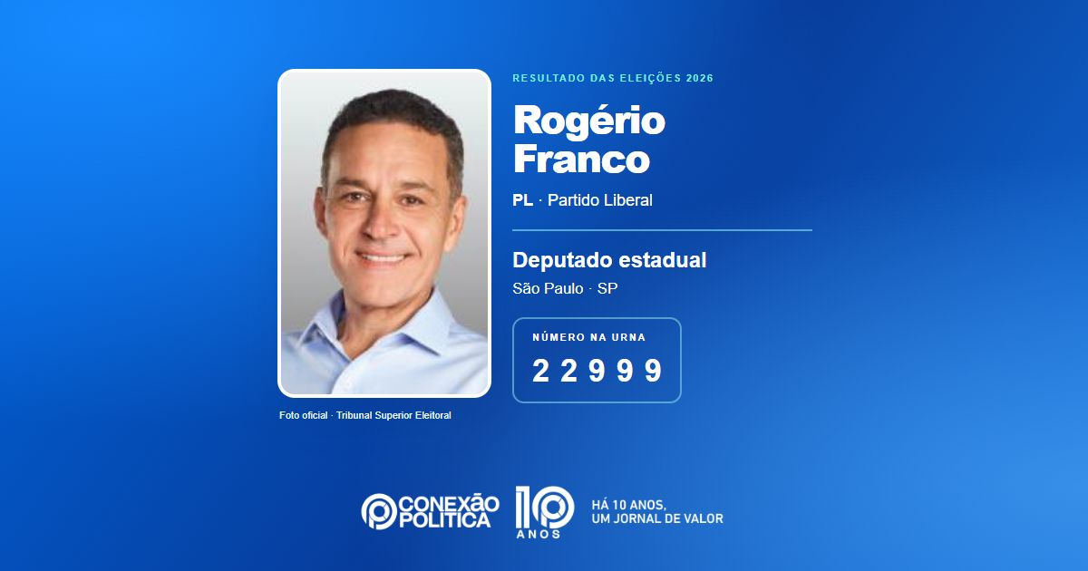 Foto oficial de Deputado Estadual — Eleições 2026: Rogério Franco, do PL, é eleito deputado estadual em SP com 89.156 votos