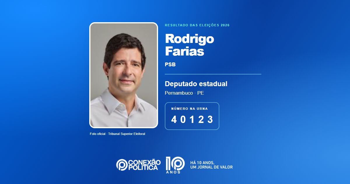 Foto oficial de Deputado Estadual — Eleições 2026: Rodrigo Farias, do PSB, é eleito deputado estadual em PE com 79.569 votos