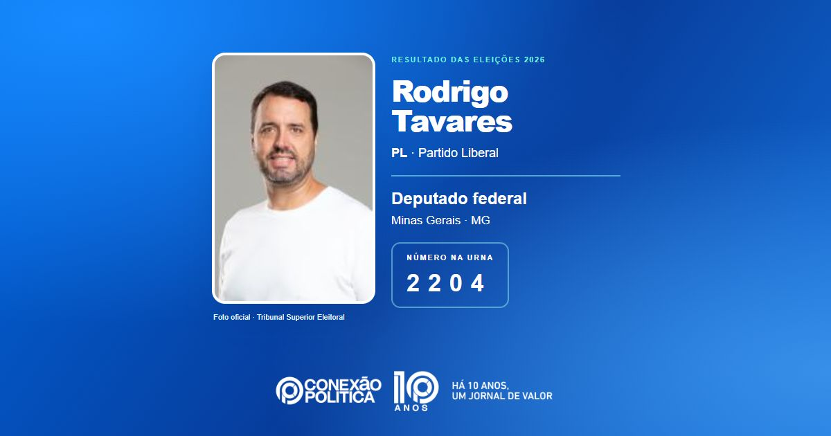 Foto oficial de Deputado Federal — Eleições 2026: Rodrigo Tavares, do PL, é eleito deputado federal em MG com 37.534 votos