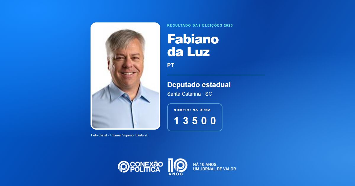 Foto oficial de Deputado Estadual — Eleições 2026: Fabiano da Luz, do PT, é eleito deputado estadual em SC com 35.029 votos