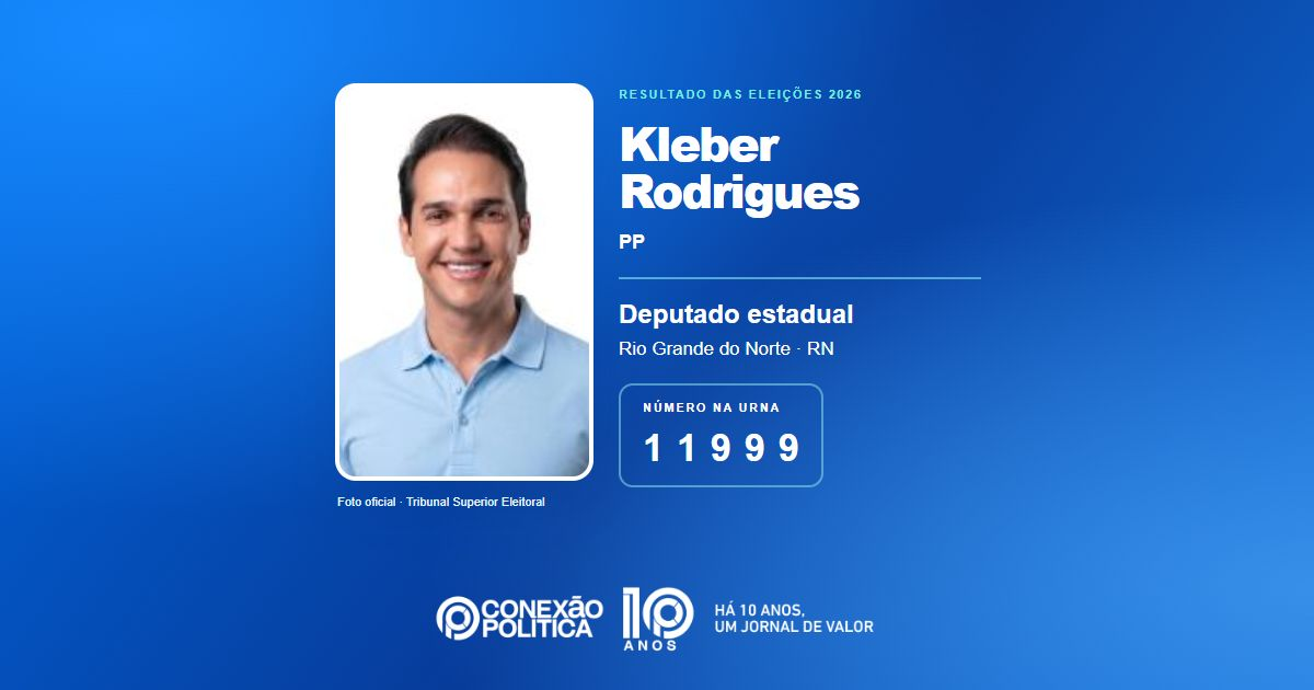 Foto oficial de Deputado Estadual — Eleições 2026: Kleber Rodrigues, do PP, é eleito deputado estadual no RN com 66.172 votos