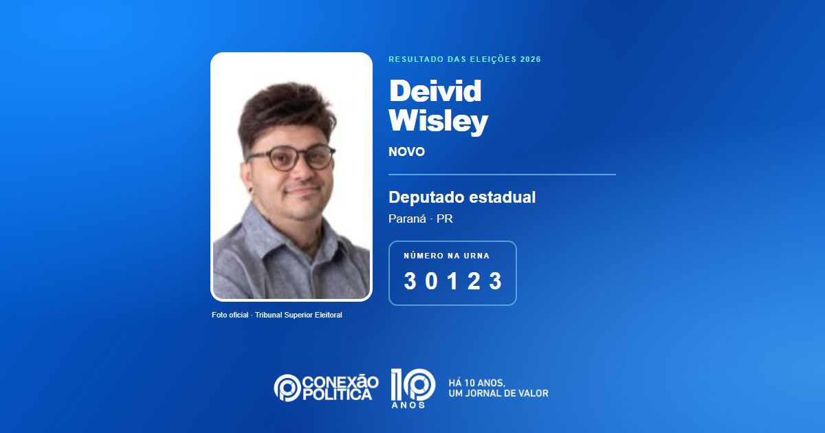 Foto oficial de Deputado Estadual — Eleições 2026: Deivid Wisley, do NOVO, é eleito deputado estadual no PR com 31.935 votos