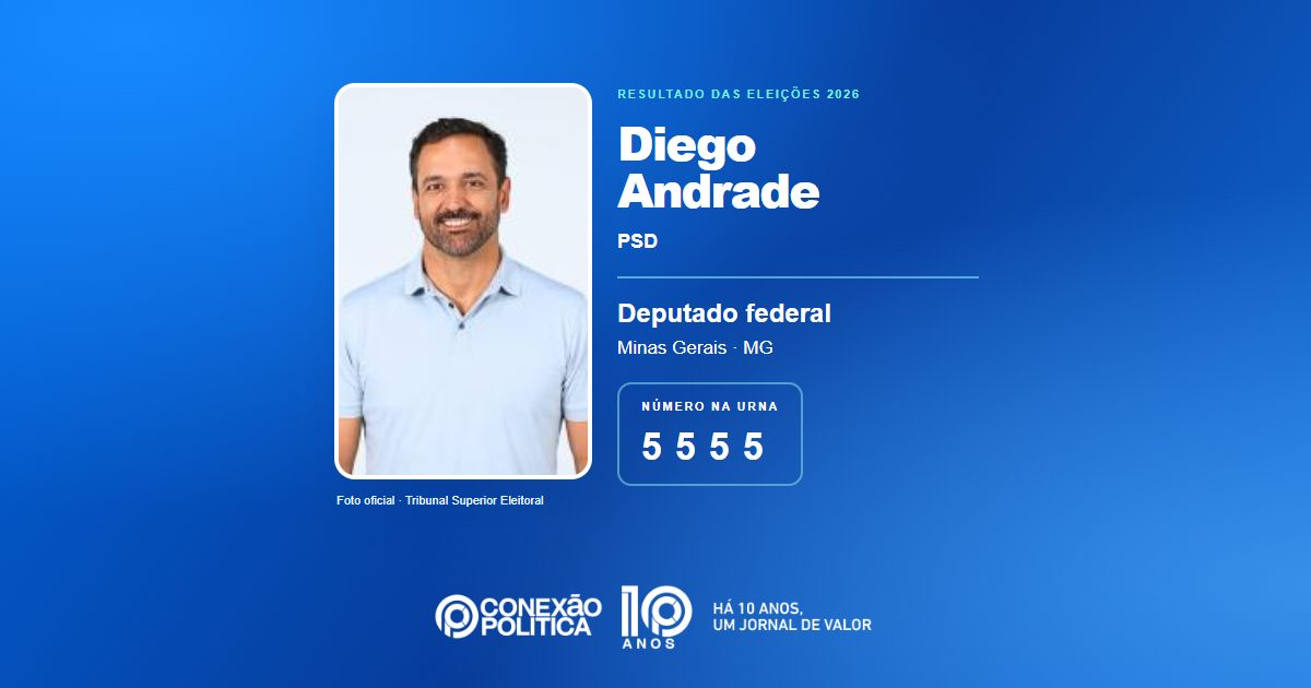 Foto oficial de Deputado Federal — Eleições 2026: Diego Andrade, do PSD, é eleito deputado federal em MG com 109.445 votos