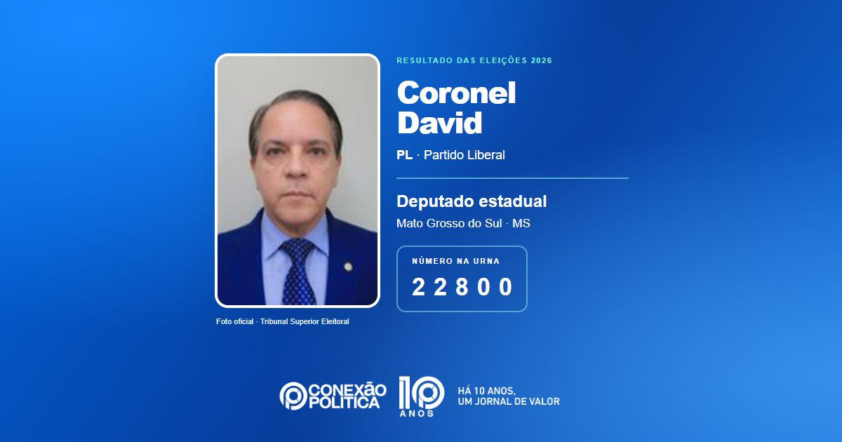 Foto oficial de Deputado Estadual — Eleições 2026: Coronel David, do PL, é eleito deputado estadual em MS com 41.492 votos