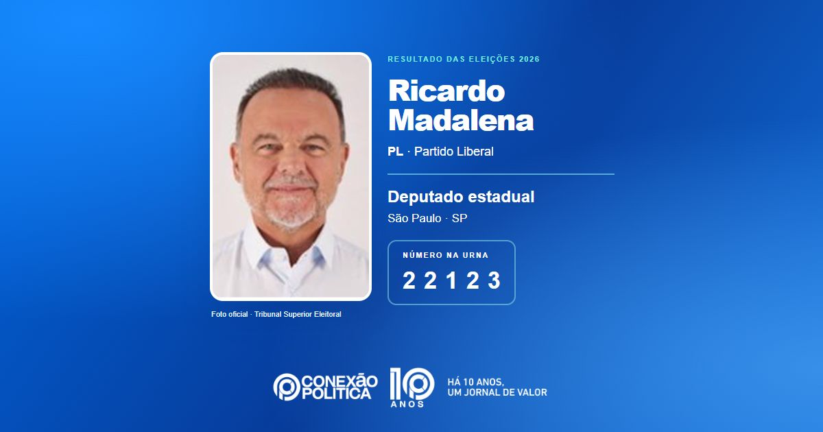 Foto oficial de Deputado Estadual — Eleições 2026: Ricardo Madalena, do PL, é eleito deputado estadual em SP com 94.319 votos