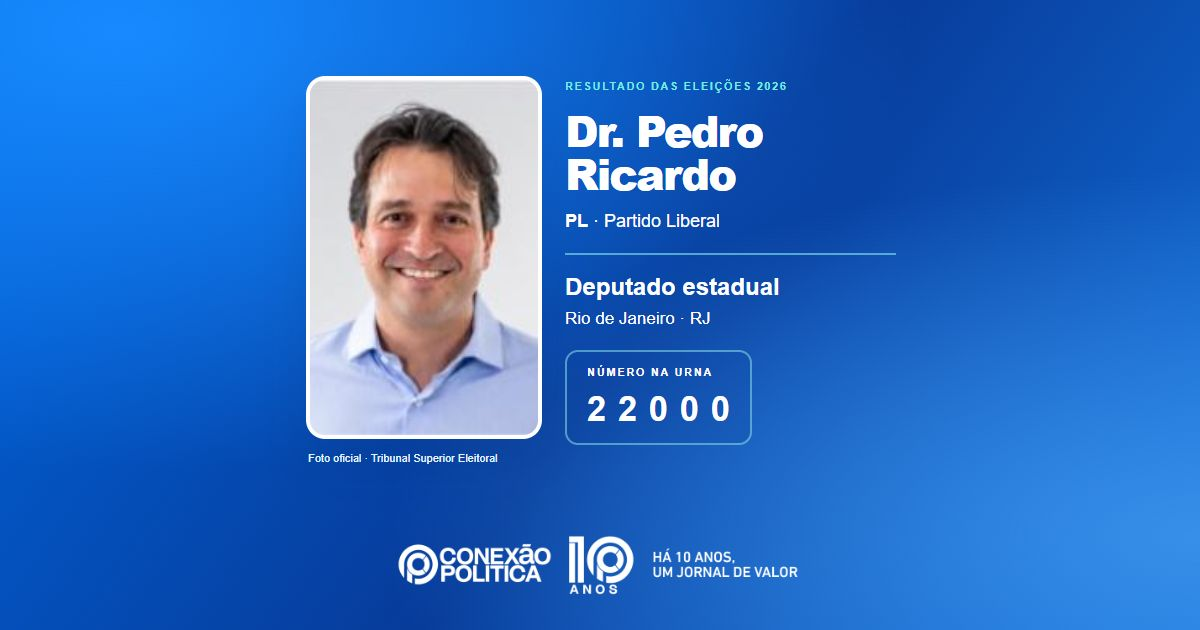 Foto oficial de Deputado Estadual — Eleições 2026: Dr. Pedro Ricardo, do PL, é eleito deputado estadual no RJ com 57.354 votos